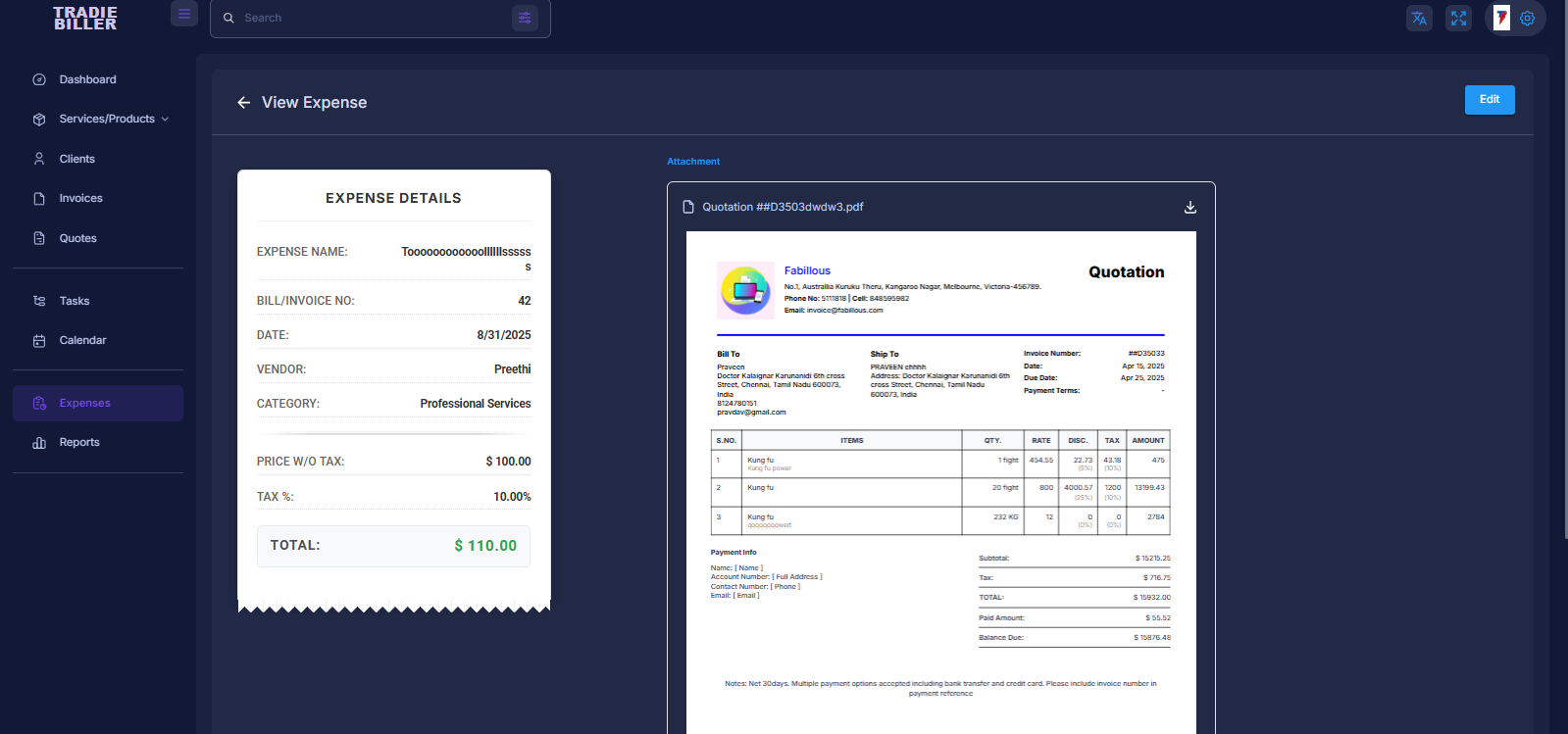 Expense Tracker Screen